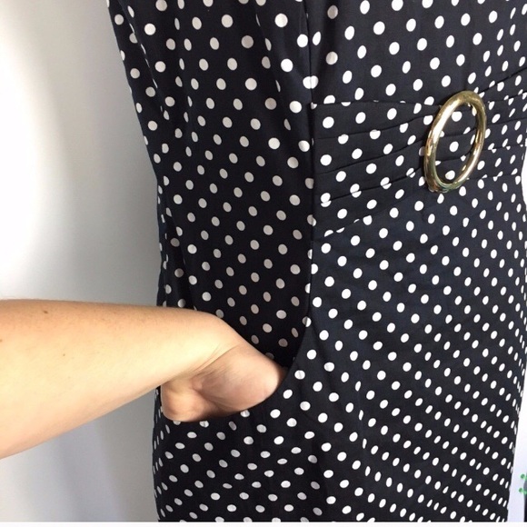 NWOT TAHARI sheath polka dot black and white - Picture 3 of 4